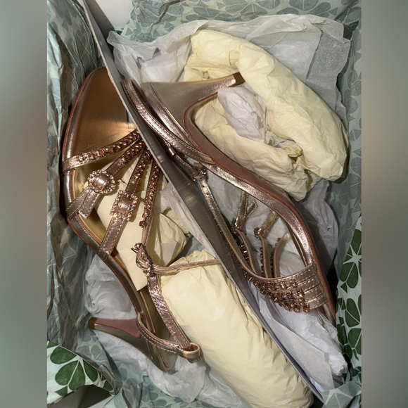 Kate Spade Makenna Rose Gold Crystal Strappy Heels 7M – Evening / Wedding - Picture 3 of 10